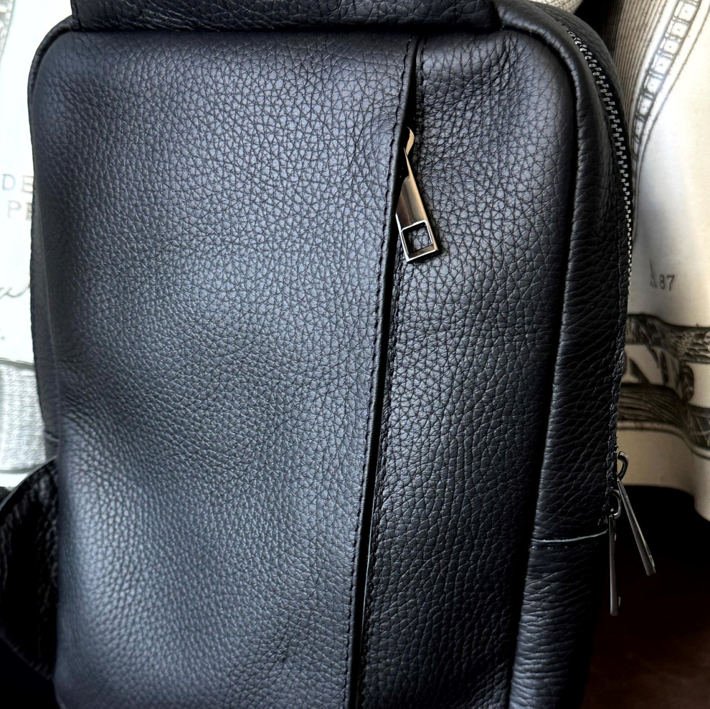 Сумка чорна Бостон Герб через плече чоловіча з тисненням, месенджер сумка з широким ремінцем 25.5х18х5 смMasterSem Київ - фото 6