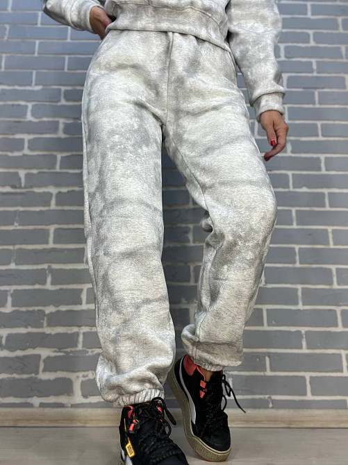 Костюм жіночий Joy One 98596 худі капюшон з джоггерами варений мармуровий утеплений білий, білий, L Київ - фото 19