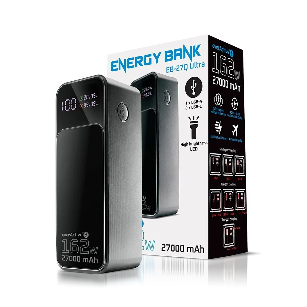 Універсальна мобільна батарея everActive EB-27Q Ultra 27000mAh Black ( 18817 ) Харьков - изображение 1