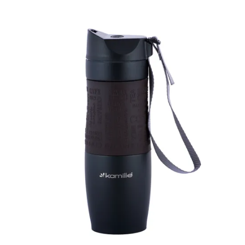 Термочашка 480мл з TPR вставкою і ремінцем нержавіюча сталь (мікс) KAMILLE 2067 Житомир - изображение 8