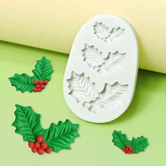 Молд кондитерский Рождественский листок силиконовый 82 на 53 мм серый Киев