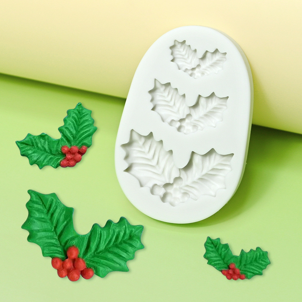 Молд кондитерский Рождественский листок силиконовый 82 на 53 мм серый Киев - изображение 1