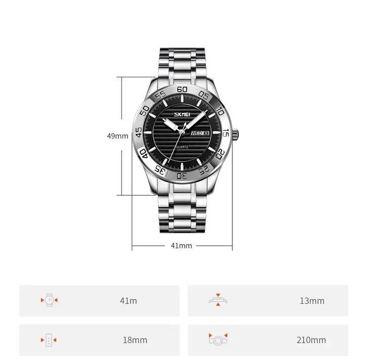 Мужские наручные классические часы Skmei 9293 (Серебристые с черным циферблатом) Винница - изображение 9