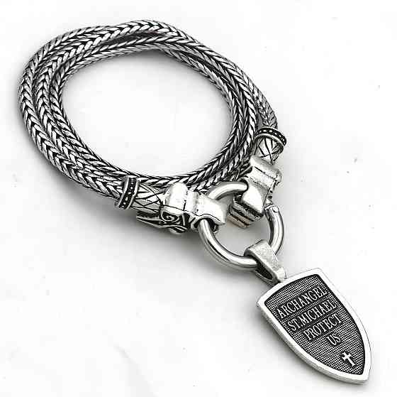 Кулон Архангел Михаил RESTEQ — стильный мужской кулон с цепочкой 60 см из цинкового сплава, массивный и выразительный кулон в Киев