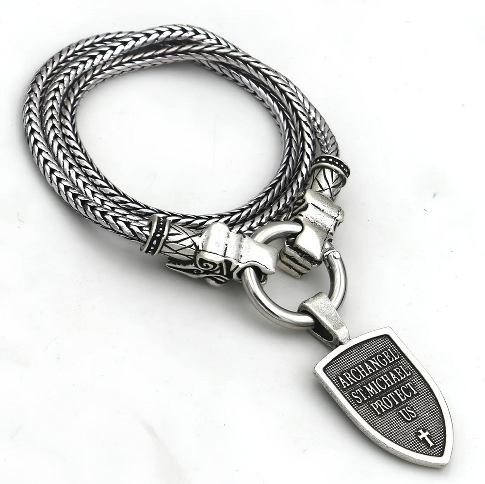 Кулон Архангел Михаїл RESTEQ — стильний чоловічий кулон на ланцюжку 60 см із цинкового сплаву, масивна та виразна прикраса у Київ - фото 3