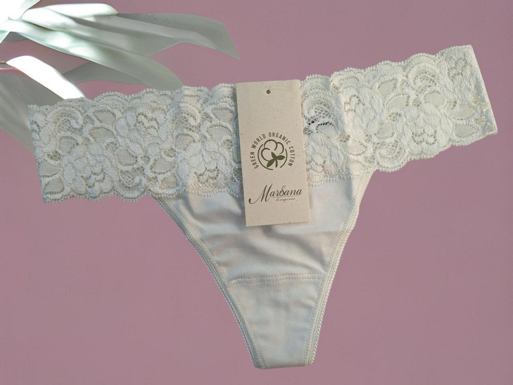 Стринги женские из хлопка с кружевным поясом цвет Шампань Marsana 01-008 S Киев - изображение 1