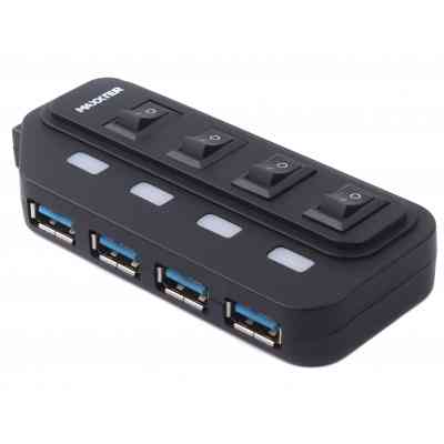 Концентратор Maxxter 4 x USB 2.0 Type-A 1m cable + 5V1A adapter (HU2A-4P-AC-02) Вінниця