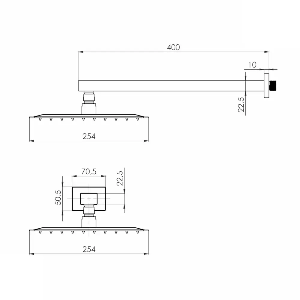 Верхній душ із кронштейном VOLLE CASCADA R85 250*250 мм cepillado oro золото сатин Київ - фото 2