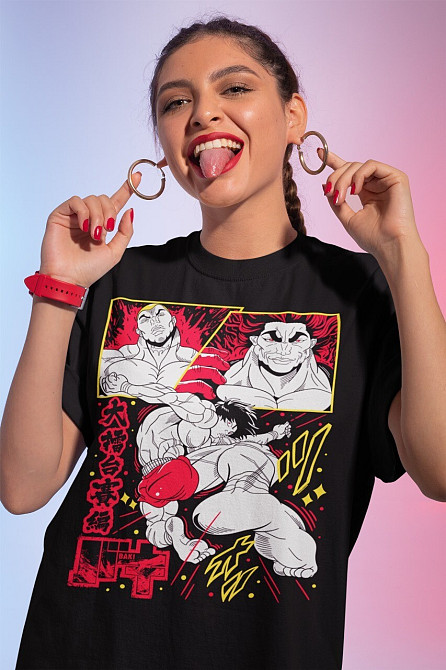 Футболка для хлопчика з аніме принтом Аніме Бакі Ханма Гіфт оверсайз (зріст від 165 до 180) Чорний AnimeJ0058m Дніпро - фото 1