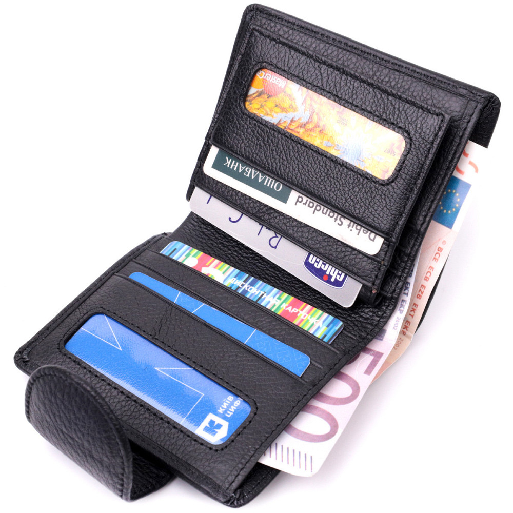 Надежный кошелек для женщин вертикального типа из натуральной кожи ST Leather 22451 Черный Киев - изображение 7