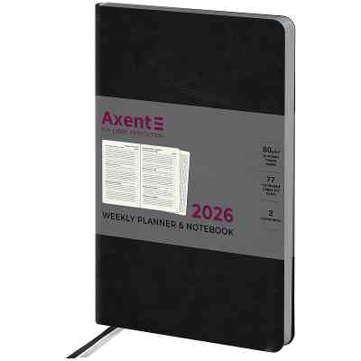 Еженедельник Axent датированный 2026 Partner City Soft 125х195, черный (8521-26-01-A) Винница