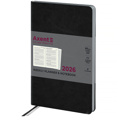 Еженедельник Axent датированный 2026 Partner City Soft 125х195, черный (8521-26-01-A) Винница - изображение 1