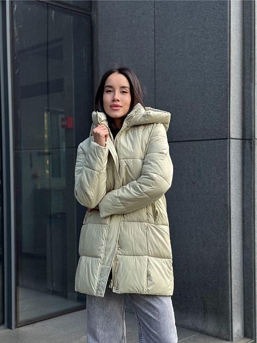 Жіноча тепла стильна куртка плащівка Оливковий, 42 Одеса - фото 2