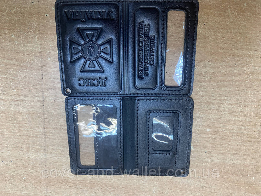 Обкладинка для нового посвідчення ДСНС із кишенею для жетона Puos Чорний Київ - фото 8