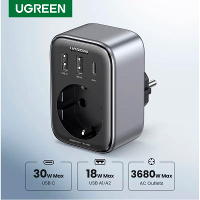 Зарядний пристрій Ugreen 3xUSB 30W Outlet Extender (2хUSB-A+USB-C) CD314 (90613) Вінниця - фото 11