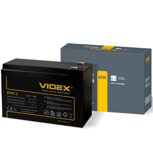 Акумулятор 12 V 7,2 Ah свинцево-кислотна 6FM7,2 Videx Житомир - фото 2
