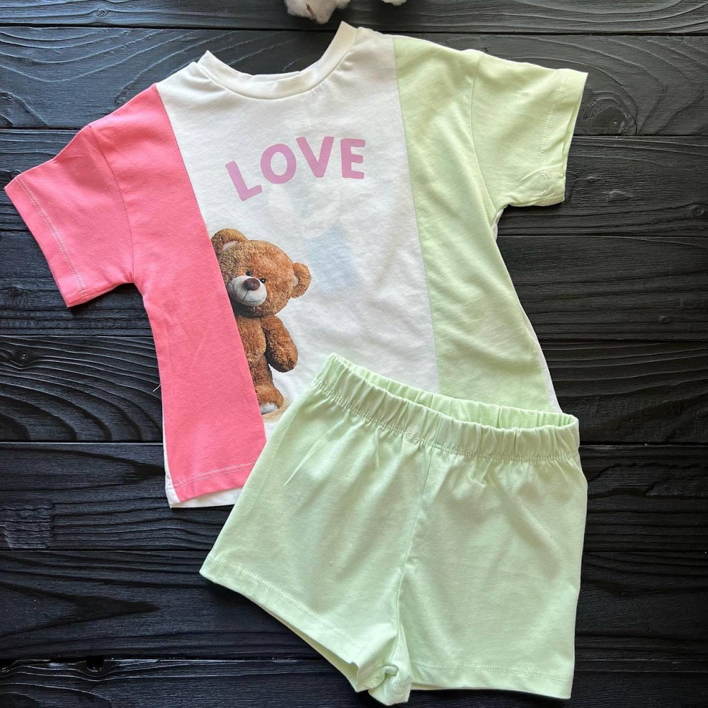 Дитячий Літній Костюм для Дівчинки Футболка з Ведмедиком LOVE та Шорти LC Waikiki 4-5 років (104-110см) Київ - фото 2