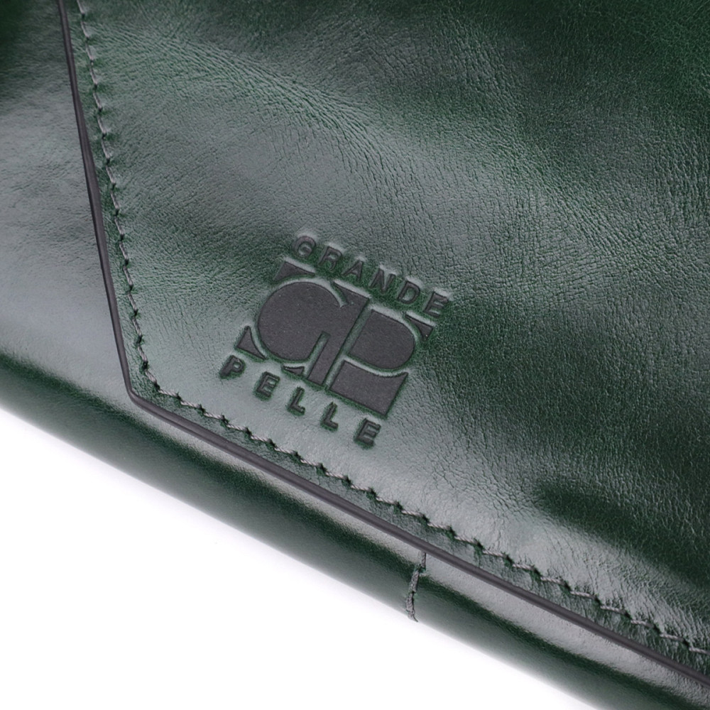 Добротний гаманець у два складення з натуральної гладкої шкіри GRANDE PELLE 22945 Зелений Київ - фото 5