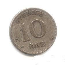 Швеция 10 эре 1936 год (серебро) Полтава - фото 1