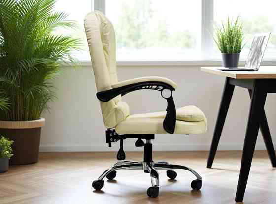 Офисное кресло Diego бежевое. Стильное, мягкое, эргономичное, выдерживает до 130 кг Львов