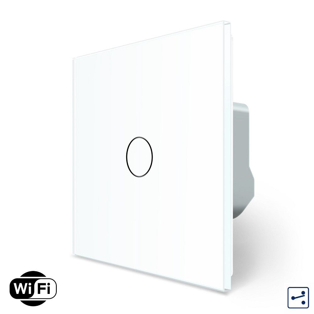 LIVOLO Розумний сенсорний Wi-Fi прохідний/перехресний вимикач 1 сенсор LIVOLO білий матове скло Коломия - фото 1