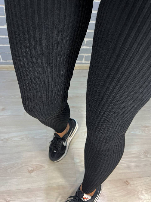 Лосини жіночі U 6157 рубчик теплі в'язка, чорний, one size Київ - фото 4