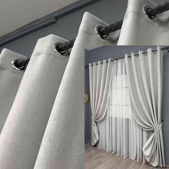 Комплект штор  на люверсах VR-Textil Блэкаут двусторонний Scandi № 1898ш Пепельный 150х250 см 2 шт (37-0298) Киев