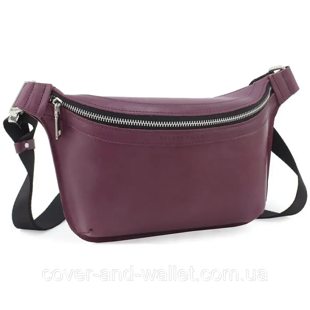 Стильная женская сумка на пояс бордового цвета из гладкой кожи Grande Pelle 743661 Киев - изображение 1