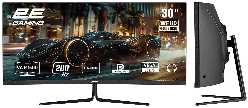 Монітор 2E GAMING 30" G3024B 2xHDMI, DP, Audio, VA, 2560x1080, 21:9, 200Hz, 1ms, CURVED, FreeSync Київ - фото 1