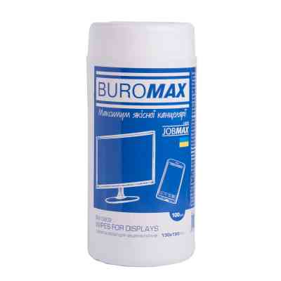 Салфетки Buromax JOBMAX Wet wipes for DISPLAYS 100pcs, tube (BM.0802) Винница