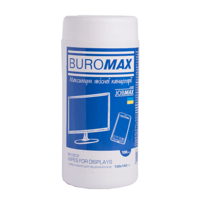 Салфетки Buromax JOBMAX Wet wipes for DISPLAYS 100pcs, tube (BM.0802) Винница - изображение 1