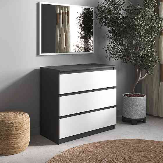 Комод VAYS R-3 Антрацит-Белый фасад, на 3 ящика без ручек, ЛДСП 80×40×75 см – для дома, офиса, гостиной, спальни Львов