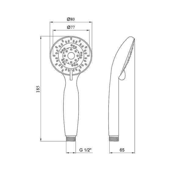 Лейка для ручного душа Lidz Niagara 05 80 мм округлая LDNIA05CRM22037 Chrome Киев
