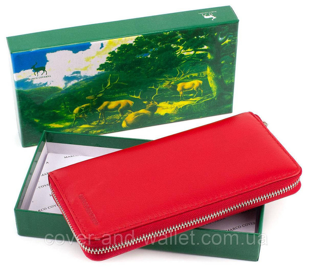 Красный кожаный женский кошелек на молнии Marco Coverna MC-7002-2 Киев - изображение 7