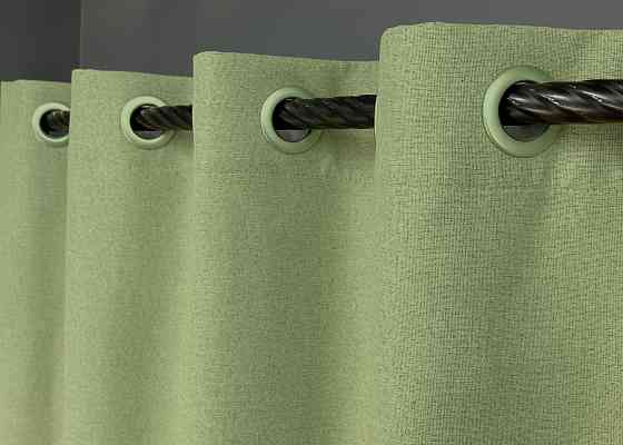 Комплект штор на люверсах VR-Textil Блэкаут двусторонний ASHEN NIGHT № 1841ш Оливковый 150х270 см 2 шт (37-0282) Киев
