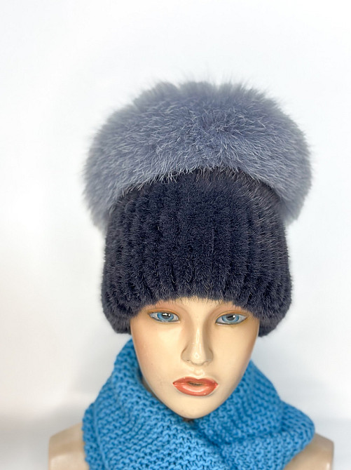 Норковая шапка женская меховая зимняя Мерлин Графитовый Харьков - изображение 9