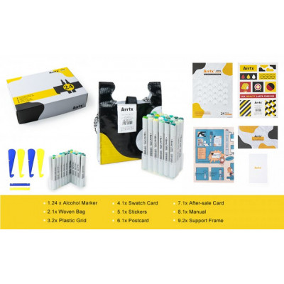 Художественный маркер Arrtx Спиртовые Oros ASM-03GN 24 цвета, зеленые оттенки (LC302512) Винница - изображение 2