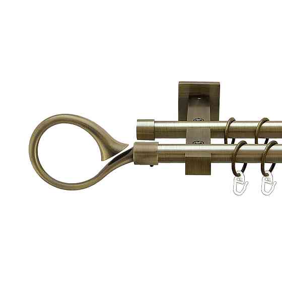 Карниз Orvit Скіпта металевий дворядний техно гладка труба кільце металеве Антик 19\19 мм 200 см (00-00026939) Львів