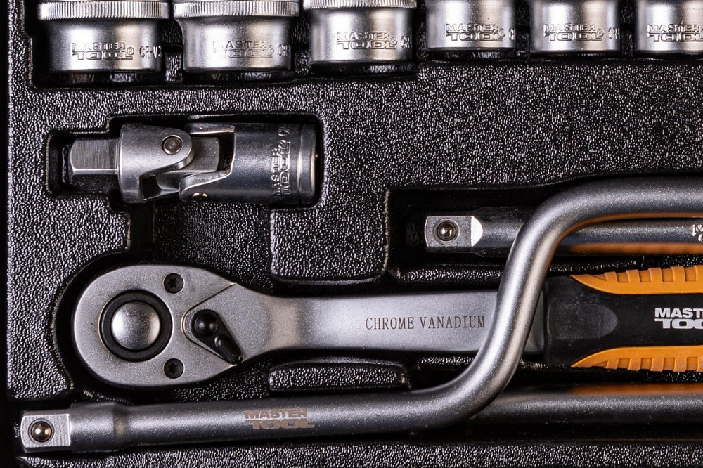 MASTERTOOL Набір інструментів MASTERTOOL PROFI ½" 24 шт 10-32 мм гнутий вороток CrV50BV30 метал Киев - изображение 8