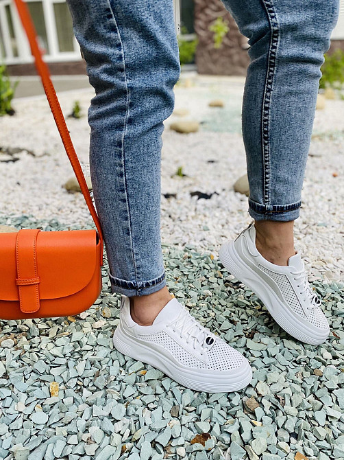 Кроссовки женские натуральная кожа белые размер 37 (арт. 24см) Коломыя - изображение 1