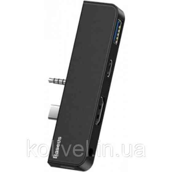 Док-станція USB3.1 Type-C+3.5mm --> HDMI/USB 3.0/Type-C/3.5mm Чорна Baseus for Surface Go (CAHUB-FT01) Київ