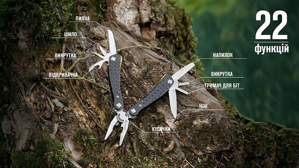 Мультитул Ganzo G106, (16.5 см) 22 функції, чорний + біти та чохол Киев - изображение 17