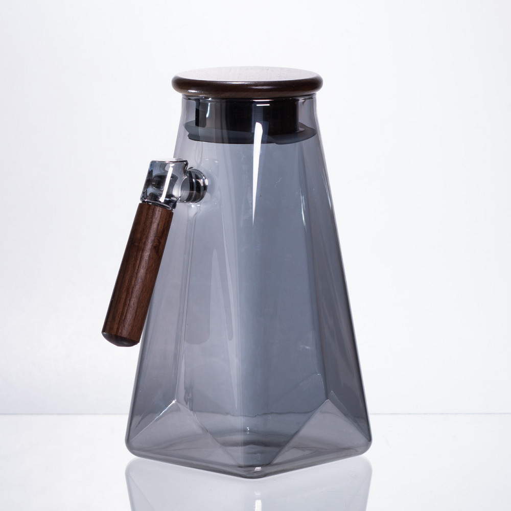 Yiwu Глечик для напоїв скляний 1.8 л з бамбуковою кришкою 64486-73 Коломия - фото 4