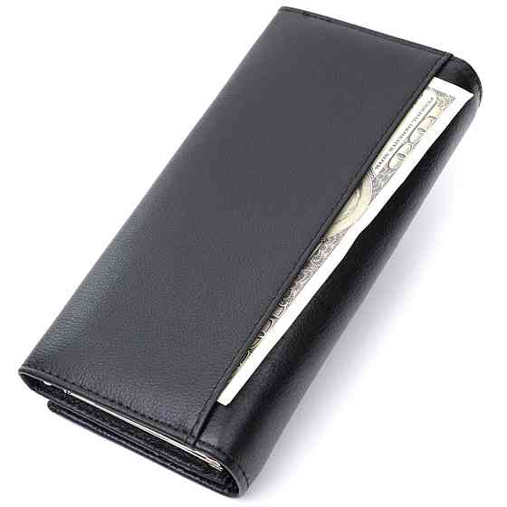 Женский классический кошелек из натуральной кожи Черный (ST Leather) Киев