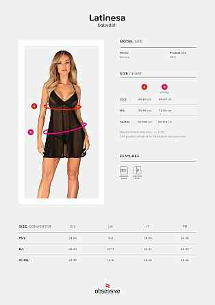 Пеньюар и трусики Obsessive Latinesa babydoll & thong XS/S Sex Aura Киев