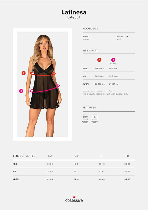 Пеньюар и трусики Obsessive Latinesa babydoll & thong XS/S Sex Aura Киев - изображение 5