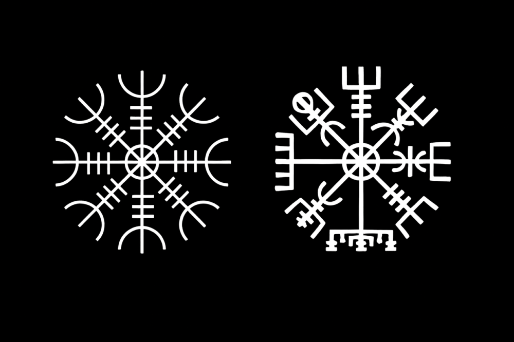 Набор виниловых наклеек «Вегвизир» – руны защиты 2 шт. (9×9 см) Киев - изображение 1