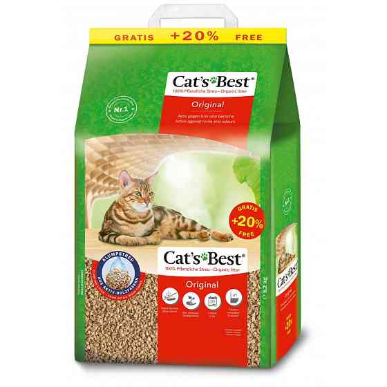 Наполнитель Cat’s Best Original для кошачьего туалета, древесный, 10+2 л/5,2 кг Винница