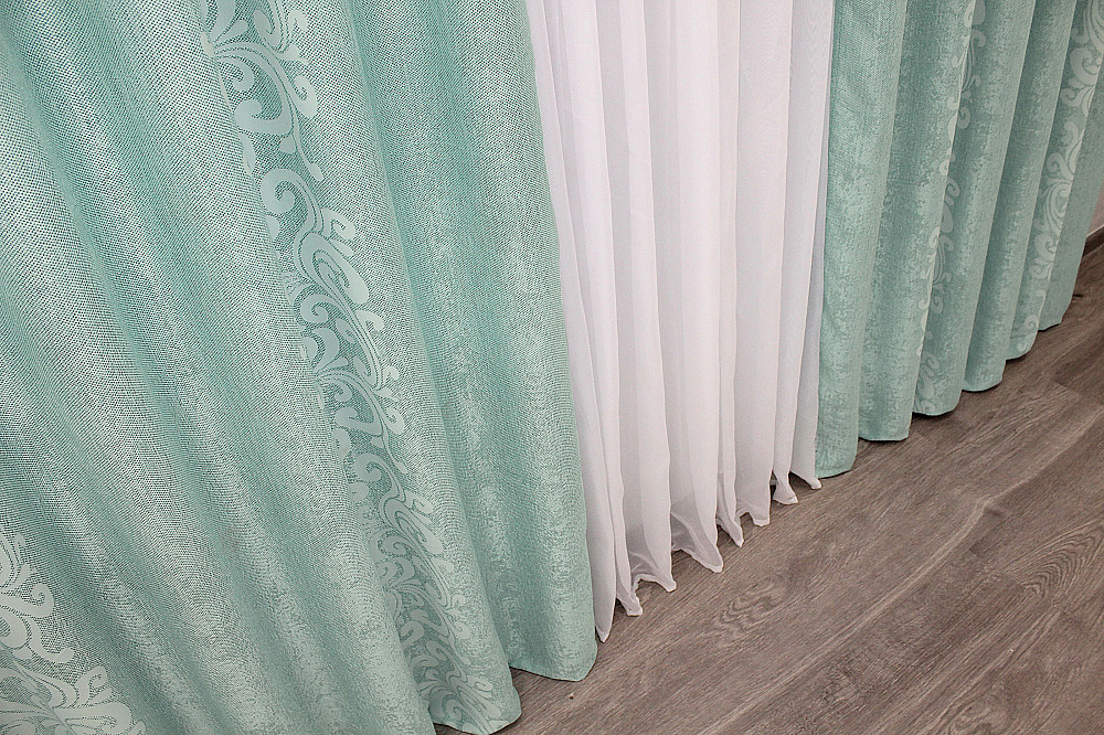 Комплект готових штор VR-Textil Льон № 1157ш Блакитний 140х270 см 2 шт (39-765 ) Київ - фото 7