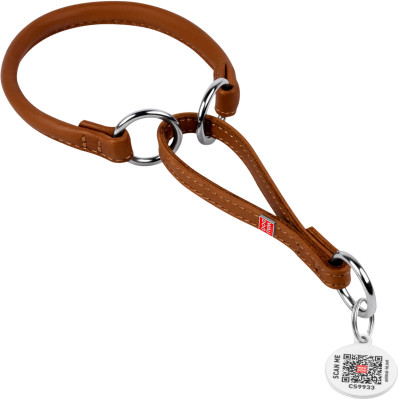 Ошейник для животных WAUDOG Soft с QR паспортом, круглый, Ш 10 мм Д 41-50 см коричневый (75316) Винница - изображение 1